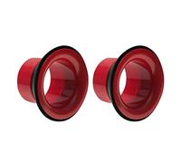 KEALLANS 2 x ABS Rubber Bass Drum Booster with Black Port Hole Protector, Mic Hole Drum Head, Red