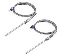 KEALLANS 2 x Steel PT100 RTD Sensor Cable 2 m 98 mm 3 Wires -50-400 Celsius