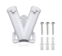 KEALLANS Double FlagPole Bracket Holder, V Shape Aluminum Alloy Flagpole Wall Mount Bracket Windproof Flag Bracket Mounting