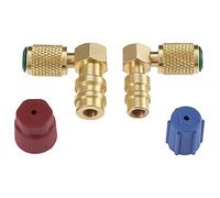 KEALLANS R12 to R134 a High/Low AC Fitting Port Retrofit Conversion Adapter, Quick Coupler Valve A/C 90 Degree Fitting