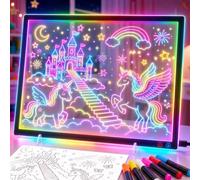 KEAMIMU LED Note Board with12+4 Color Light Modes,14.2"x11" Led Drawing Board, for Home/Office/DParty& Gifts, Acrylic Magnetic Whiteboard LED Doodle Board Colors
