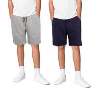 Keanu 2 Pack Mens Regular Fit Fleece Shorts with Zip Pockets, Elastic Waistband, and Drawstring - Size 2XL - Navy/Light Grey Pack