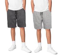 Keanu 2 Pack Mens Regular Fit Fleece Shorts with Zip Pockets, Elastic Waistband, and Drawstring - Size 2XL - Charcoal/Light Grey Pack