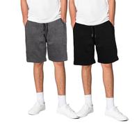 Keanu 2 Pack Mens Regular Fit Fleece Shorts with Zip Pockets, Elastic Waistband, and Drawstring - Size 2XL - Charcoal/Black Pack