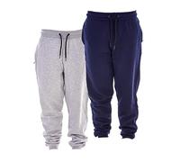 Keanu 2 Pack Regular Fit Kids Joggers - Super Soft Jogging Bottoms with Brushed Fleece Lining - Lounge Pants Gym Joggers Boys Girls School Uniform - Ages 5-14 (Navy/Grey Marl Pack, 7-8 Years)
