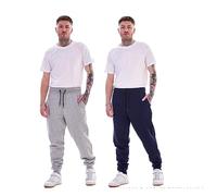Keanu 2 Pack Regular Fit Mens Joggers - Super Soft Jogging Bottoms with Brushed Fleece Lining - Lounge Pants Gym Joggers - Cotton Rich Blend - Mens Sizes S - 2XL (Navy/Grey Marl Pack, Medium)