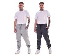 Keanu 2 Pack Regular Fit Mens Joggers - Super Soft Jogging Bottoms with Brushed Fleece Lining - Lounge Pants Gym Joggers - Cotton Rich Blend - Mens Sizes S - 2XL (Charcoal/Grey Marl Pack, Small)