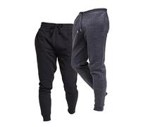 Keanu 2 Pack Slim Fit Mens Joggers - Super Soft Jogging Bottoms with Brushed Fleece Lining - Lounge Pants Gym Joggers - Cotton Rich Blend - Mens Sizes S - 2XL (Black/Charcoal Pack, Large)