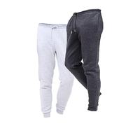 Keanu 2 Pack Slim Fit Mens Joggers - Super Soft Jogging Bottoms with Brushed Fleece Lining - Lounge Pants Gym Joggers - Cotton Rich Blend - Mens Sizes S - 2XL (Charcoal/Grey Marl Pack, Medium)