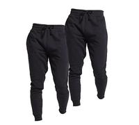 Keanu 2 Pack Slim Fit Mens Joggers - Super Soft Jogging Bottoms with Brushed Fleece Lining - Lounge Pants Gym Joggers - Cotton Rich Blend - Mens Sizes S - 2XL (Black Pack, Medium)