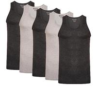 Keanu 5 Pack Men's Cotton Vests Ribbed Tank Tops | Vests Sleeveless Plain Undershirts | Breathable Stretch Cotton Slim Fit | Mens Sizes S - 2XL (Grey Pack - M)