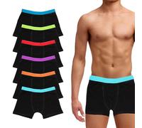 Keanu 6-Pack Boys Black Boxer Shorts - Elastic Jacquard Waistband in Solid Colours - Soft Cotton Blend - Ages 7-8 Years