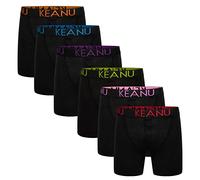 Keanu 6 Pack Boys Black Boxers - Black Band/Neon Text - 7-8 Years - KC166-7-8