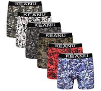 Keanu Boys Camouflage Print Boxer Trunks - 6 Pack - Jacquard Waistband - Polycotton - 5-13 Years