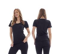 Keanu Heatforce Ladies Thermal T Shirt Tops - Pack of 3 - Winter Warm 0.45 TOG Brushed Underwear Short Sleeve Top Baselayer (Black, Small)