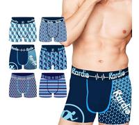 Keanu Kardio Men’s Blue Mix Performance Boxer Trunks 6-Pack - Athletic Underwear for Active Men - 95% Cotton, 5% Elastane - Breathable, Moisture-Wicking, 4-Way Stretch, Elastic Waistband