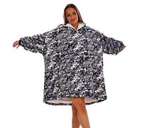 KL757 - Black/White Camo - Fully Lined Hooded Lounger - AOP - Adult Size