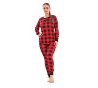 Keanu KL762-RB-M - Ladies Hacci Thermal Pyjamas - Red/Black - Medium
