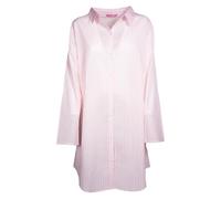 Keanu Ladies 100% Cotton Woven Nightshirt - Long Sleeve Button Down Sleepwear - Pink with White Stripes - Premium Stripe Nightshirt - Sizes 16-18