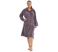 Keanu Ladies 100% Pure Cotton Terry Towelling Dressing Gown - Button Through or Zip Up Towel Bathrobe