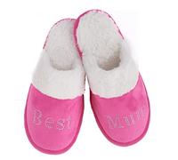 Keanu Ladies Best Mum Mule Slippers - Faux Fur Lined Slippers - Mother's Day Christmas or Birthday present - UK Sizes 3-4, 5-6, & 7-8 (Best Mum, 3-4)