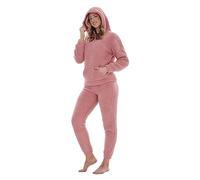 Keanu Ladies Borg Twosies - Borg Sherpa Pyjama Set - Hooded Top with Cuffed Lounge Pants - Fluffy Warm Snuggle Fabric - Sizes 8-20 (Rose Gold, 16-18)