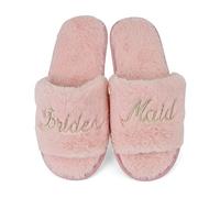 Keanu Ladies Bridesmaid Slippers - Faux Fur Glitter Slippers - UK Sizes 3-4, 5-6, & 7-8 (Bridesmaid, 5-6)