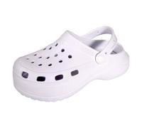 Keanu Ladies Chunky Clogs - Closed Toe Slingback Rubber Platform Shoe Sandal - Sizes 3-8 (White, Size 4)