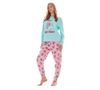 Keanu Ladies Microfleece Pyjama Set - Leopard Print Wild Night In Design - Jersey Top Soft Fleece Bottoms - Casual Loungewear Nightwear - Sizes 8-22 (Leopard and Star Print, Size 8-10)