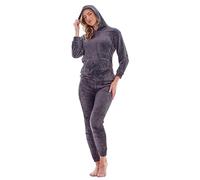 Keanu Ladies Pyjamas - Warm Fleece Hooded Pyjama Sets for Women - Supersoft Flannel Fleece - Assorted Designs - Sizes 8-20 (Charcoal, 16-18)