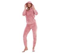 Keanu Ladies Pyjamas - Warm Fleece Hooded Pyjama Sets for Women - Supersoft Flannel Fleece - Embossed Designs - Sizes 8-20 (Pink Hearts, 16-18)