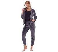 Keanu Ladies Pyjamas - Warm Fleece Hooded Zip Up Pyjama Sets for Women - Supersoft Flannel Fleece - Assorted Designs - Sizes 8-20 (Charcoal, 8-10)