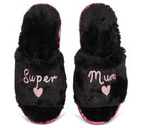 Keanu Ladies Super Mum Slider Slippers - Faux Fur Slippers - Mother's Day Christmas or Birthday present - UK Sizes 3-4, 5-6, & 7-8 (Super Mum, 5-6)