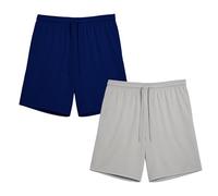 Keanu Men’s 2 Pack Mesh Summer Shorts - Breathable Knit Sports & Swimwear Shorts - Lightweight Daytime Loungewear - Sizes XL - Navy/Grey