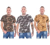 Keanu Mens 3 Pack Camo T Shirts - 100% Cotton - Camouflage Army Military Style Designs - S M L XL 2XL (Colour Pack 1, Medium)