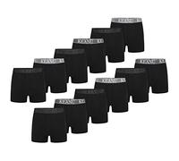 Keanu Mens A Front Boxer Shorts - 12 Pack - Pure Cotton with Jacquard Waistband - Full Length Boxers with Stretch - 95% Cotton, 5% Elastane - S M L XL 2XL (Black, Large)