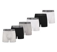 Keanu Mens A Front Boxer Shorts - 6 Pack - Pure Cotton with Jacquard Waistband - Full Length Boxers with Stretch - 95% Cotton, 5% Elastane - S M L XL 2XL (Black Grey White, Extra Large)