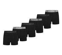 Keanu Mens A Front Boxer Shorts - 6 Pack - Pure Cotton with Jacquard Waistband - Full Length Boxers with Stretch - 95% Cotton, 5% Elastane - S M L XL 2XL (Black, Large)