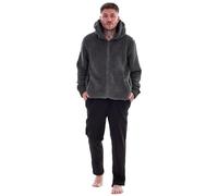 Keanu Mens Borg Hoodie - Supersoft Sherpa Hoodies - Full Zip Fluffy Fleece Jacket - Loungewear, Outerwear - S M L XL 2 XL (Charcoal, Small)
