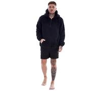 Keanu Mens Borg Hoodie - Supersoft Sherpa Hoodies - Half Zip Fluffy Fleece Hooded Top - Loungewear, Outerwear - S M L XL 2 XL (Black, Medium)
