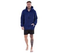 Keanu Mens Borg Hoodie - Supersoft Sherpa Hoodies - Half Zip Fluffy Fleece Hooded Top - Loungewear, Outerwear - S M L XL 2 XL (Navy, Large)