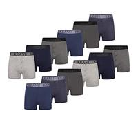 Keanu Mens Button Fly Boxer Shorts - 12 Pack - Pure Cotton with Jacquard Waistband - Full Length Boxers with Stretch - 95% Cotton, 5% Elastane - S M L XL 2XL (Grey Blues Pack, Large)