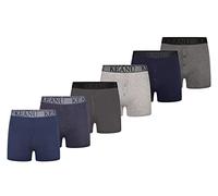 Keanu Mens Button Fly Boxer Shorts - 6 Pack - Pure Cotton with Jacquard Waistband - Full Length Boxers with Stretch - 95% Cotton, 5% Elastane - S M L XL 2XL (Grey Blues Pack, 2XL)
