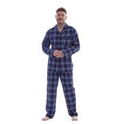 Keanu Men's Checked Brushed Long Pyjama Set in Blue | Size: 5XL Keanu Blue 5XL