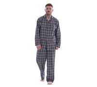 Keanu Men's Checked Brushed Long Pyjama Set in Grey | Size: Small Keanu Grey S
