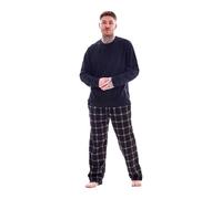 Keanu Men's Checked Microfleece Long Pyjama Set in Black | Size: XL Keanu Black XL