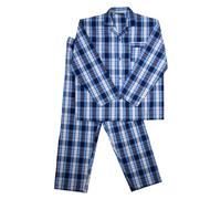 Keanu Men's Checked Woven Long Pyjama Set in Blue | Size: Large Keanu Blue L