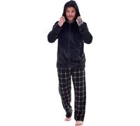 Keanu Men's Checked Zipped Long Pyjama Set in Black | Size: XL Keanu Black XL
