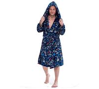 Keanu Mens Game Controller Dressing Gown with Hood - All Over Print Gaming Design - Supersoft Flannel Fleece - Mens Sizes S - XL (M/L)