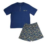 Keanu Men's Henley Short Pyjama Set in Blue | Size: Medium Keanu Blue M